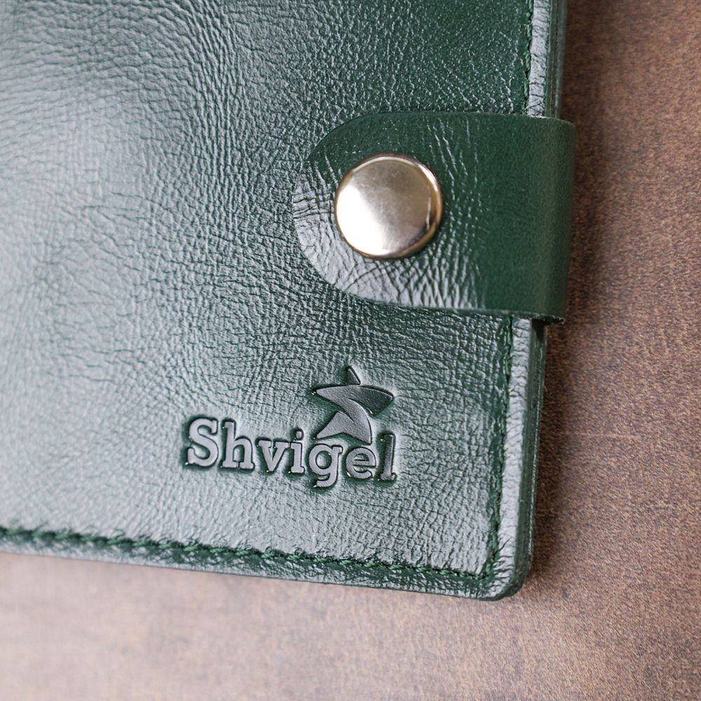 Небольшое модное кожаное портмоне Shvigel 16441 Зеленый