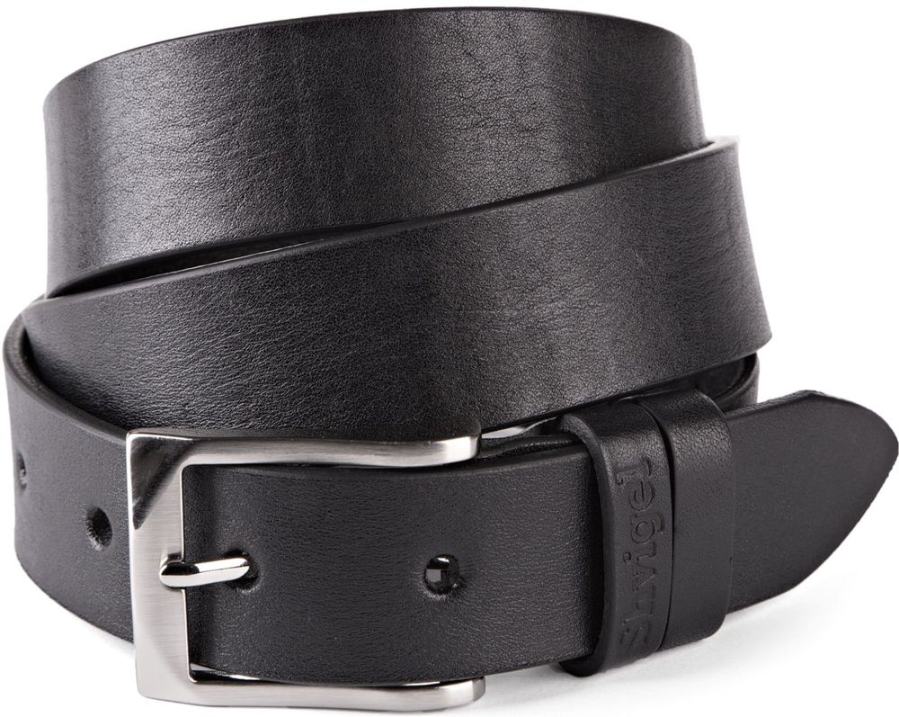 Leather dress belt for men - Black - SHVIGEL 11021