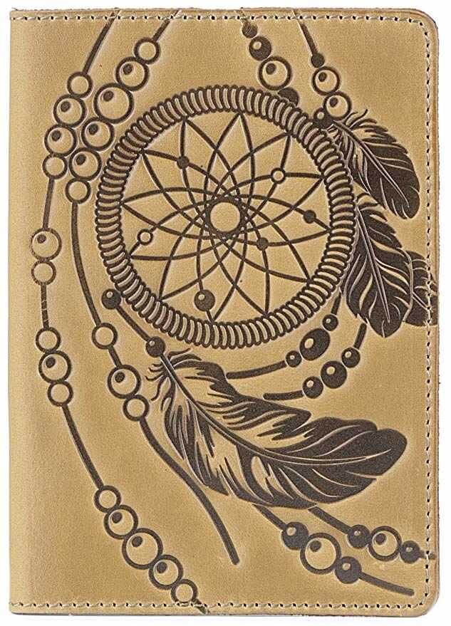 Leather Passport Holder - Dreamcatcher - Yellow - Shvigel 15303