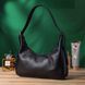 Baguette Bag SHVIGEL 22833 Black Grainy Genuine Leather with Adjustable Strap
