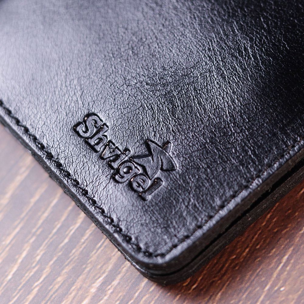 Small leather wallet for men Shvigel 16606 Black