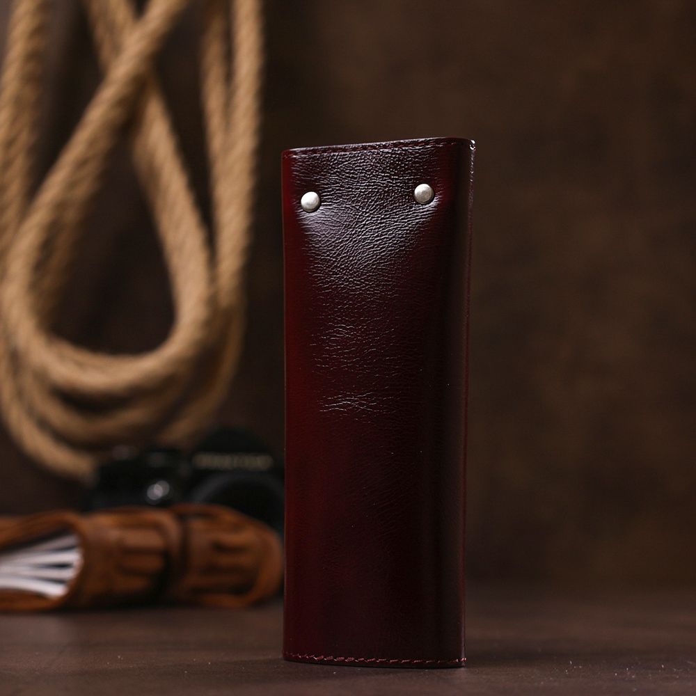 Solid leather key holder Shvigel 16532 Burgundy