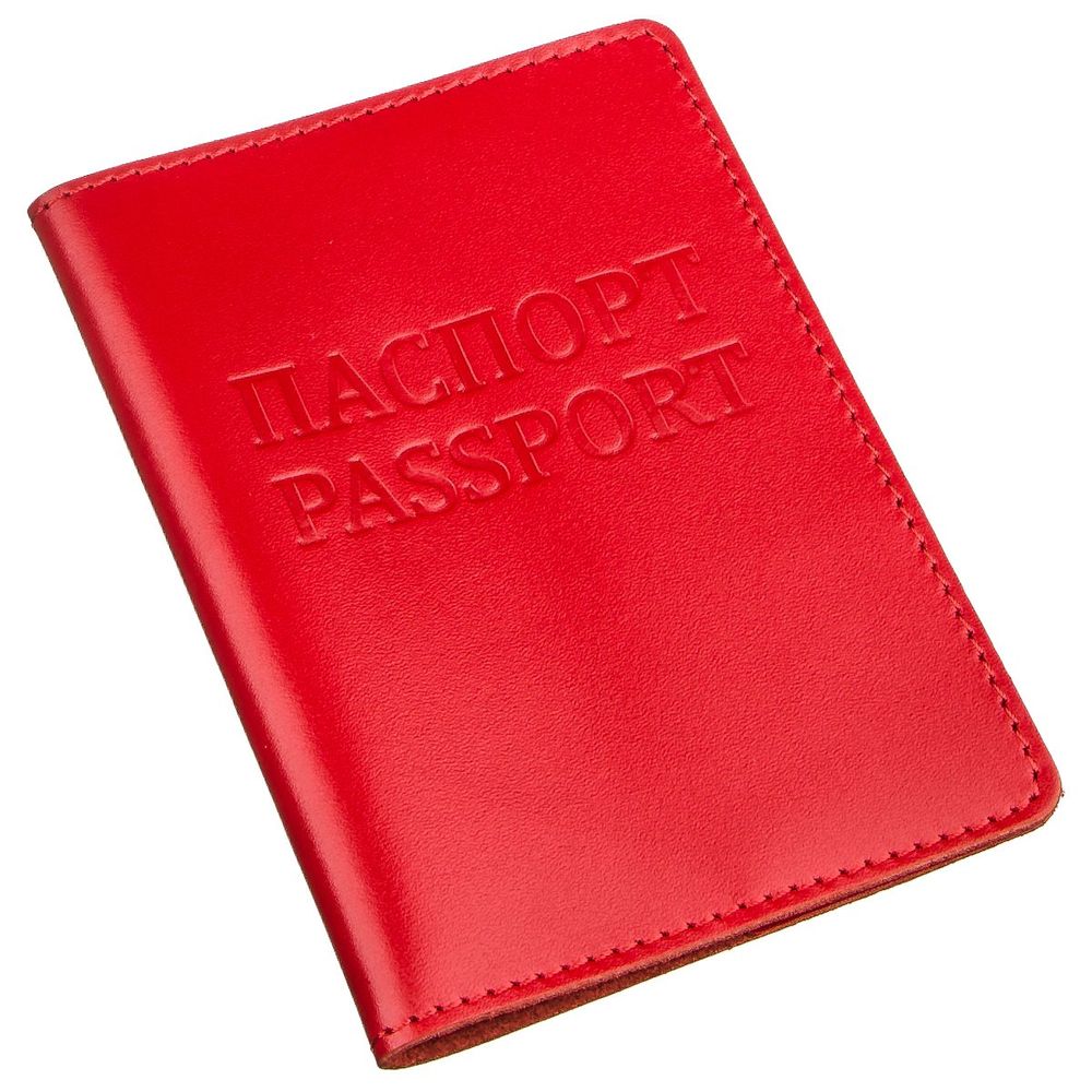 Leather passport cover with the inscription SHVIGEL 13975 Red