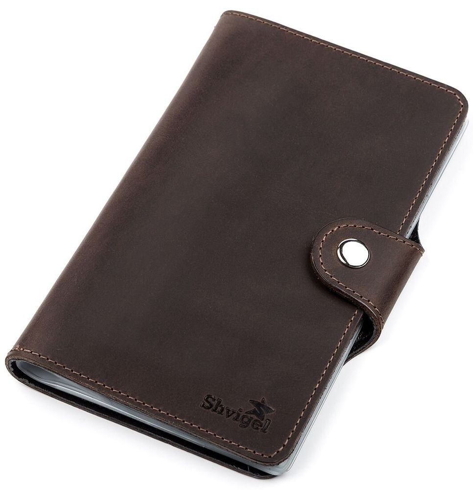Big Business Card Holder Leather - Brown - Shvigel 13904