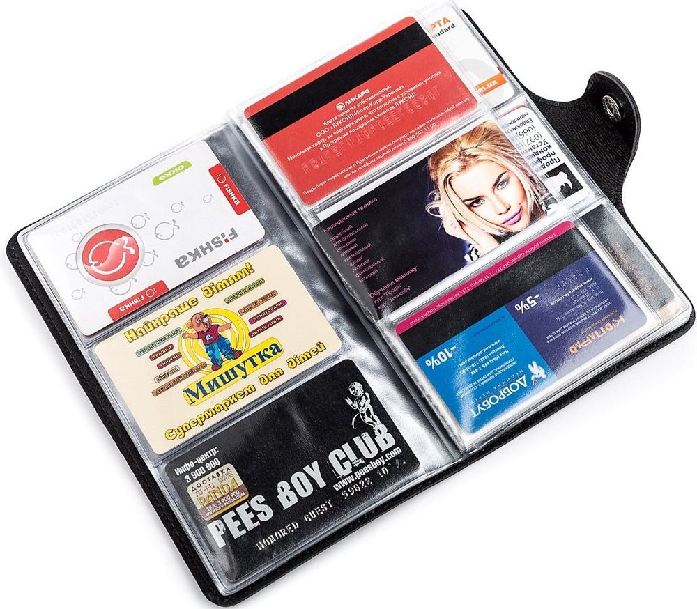 Big Business Card Holder Leather - Black - Shvigel 13905