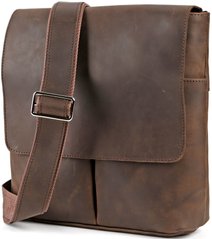Small messenger bag - Real vintage leather - Brown - SHVIGEL 00998, Коричневый