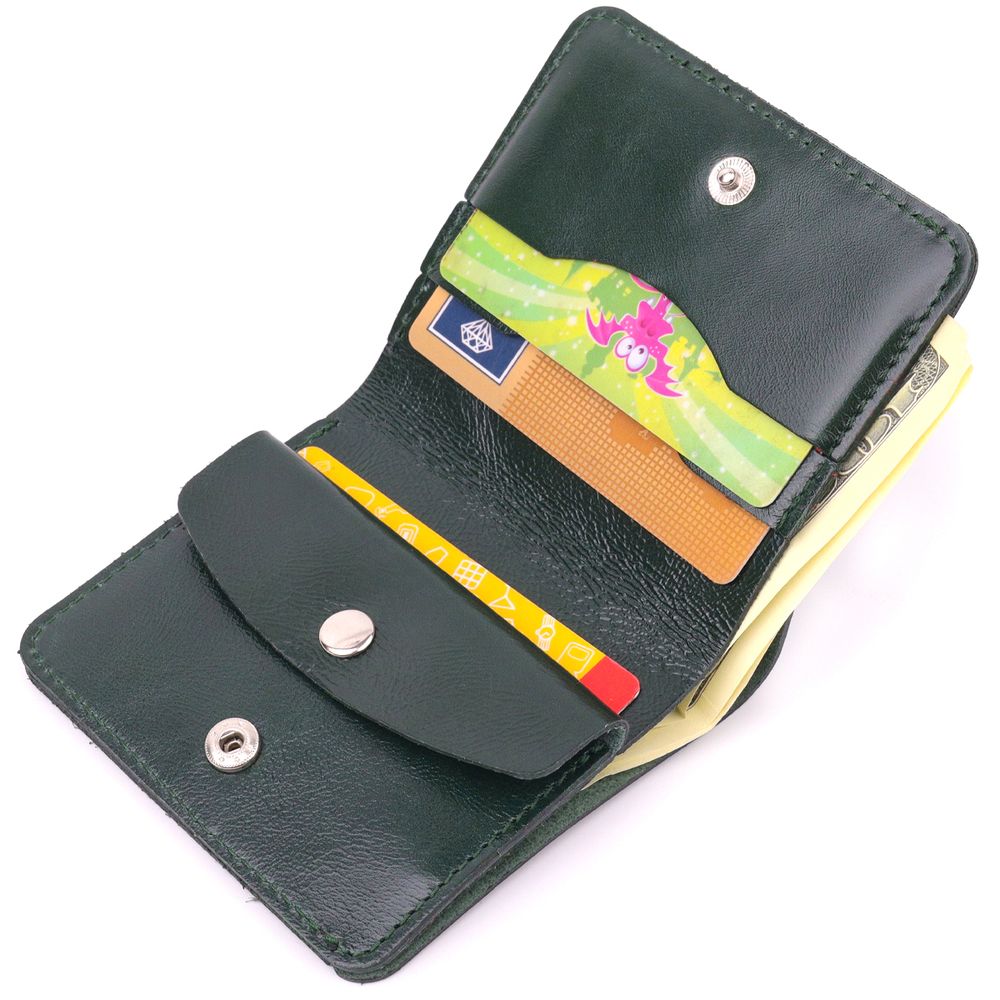 Practical leather wallet Shvigel 16608 Green