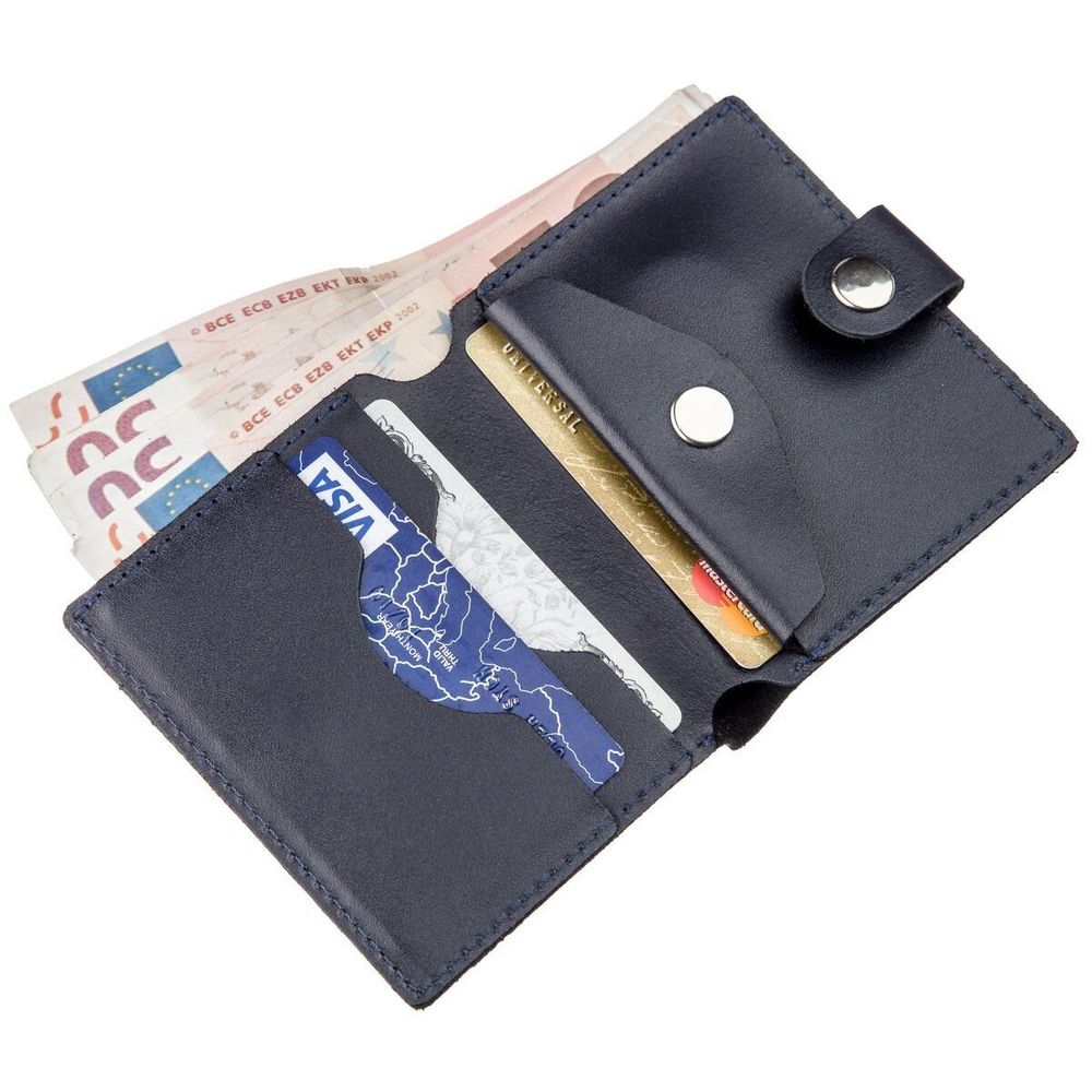 Slim Leather Wallet for Men and Women - Blue Men's Wallet with Pocket for Coins - Shvigel 16224