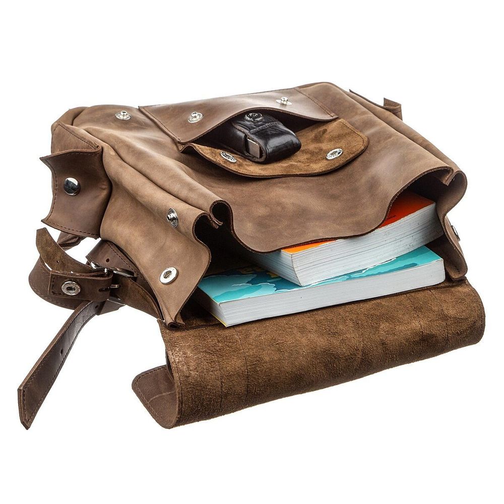 Crazy Horse Leather Backpack - Brown Vintage - Shvigel 13948