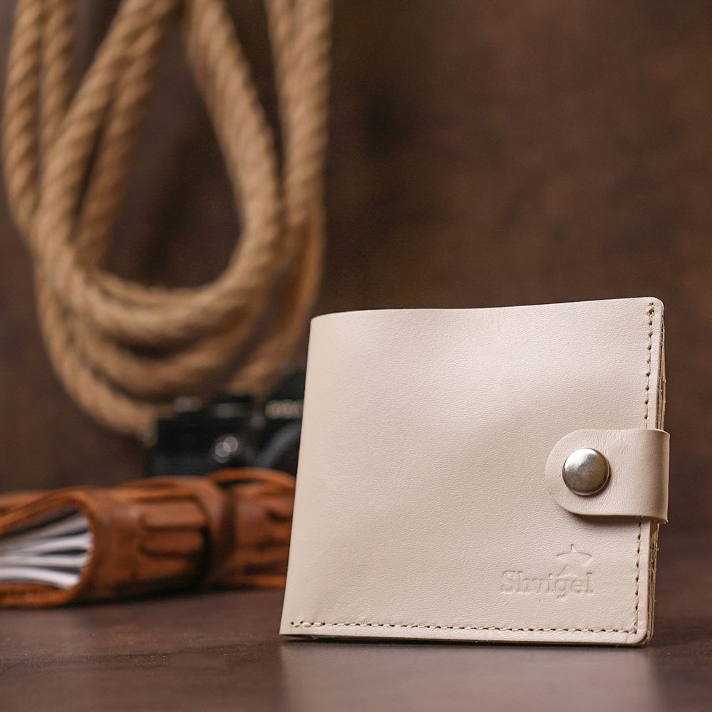 Leather stylish wallet Shvigel 16447 Beige