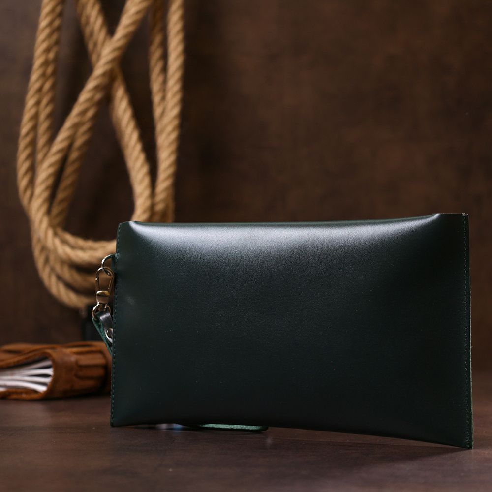 Practical leather travel cosmetic bag Shvigel 16423 Green