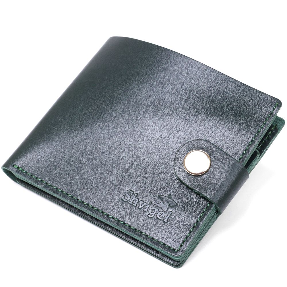 Practical leather wallet Shvigel 16448 Green
