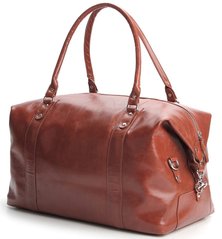 Weekender leather bag - Travel duffel bag - Red brown - SHVIGEL 00882, Рыжий
