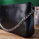 Ladies' Baguette Bag with Detachable Chain and Strap, SHVIGEL 22838, Black Leather
