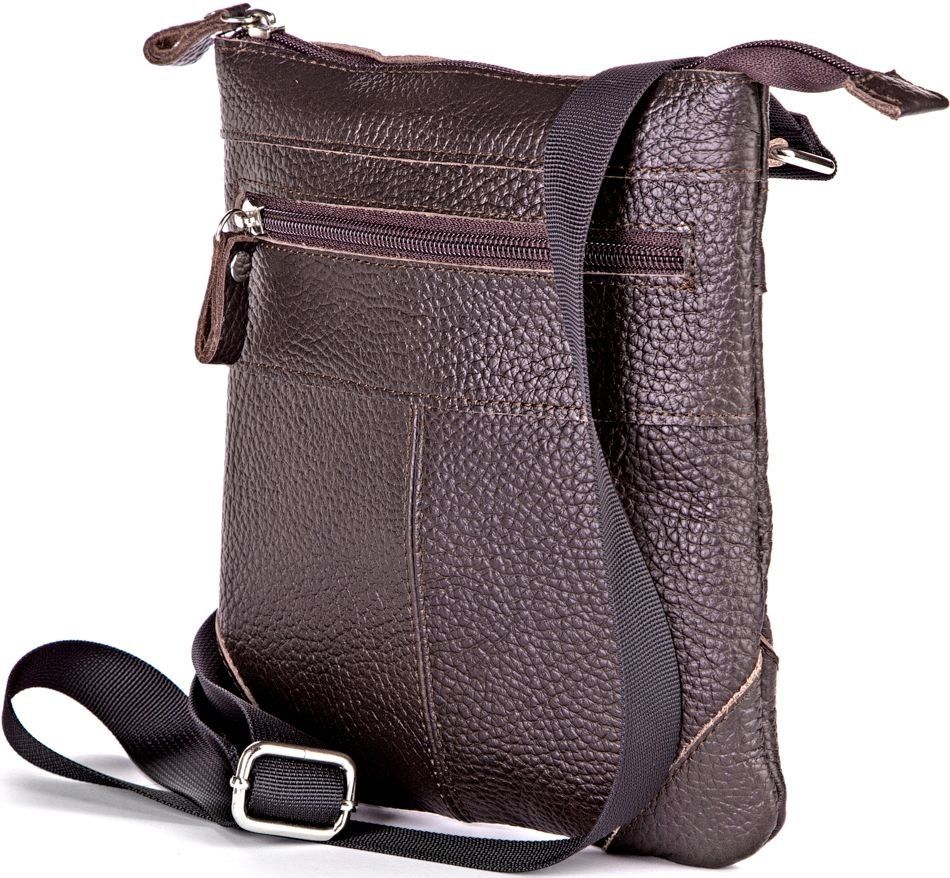 Slim crossbody bag - Genuine leather - Brown - SHVIGEL 11014