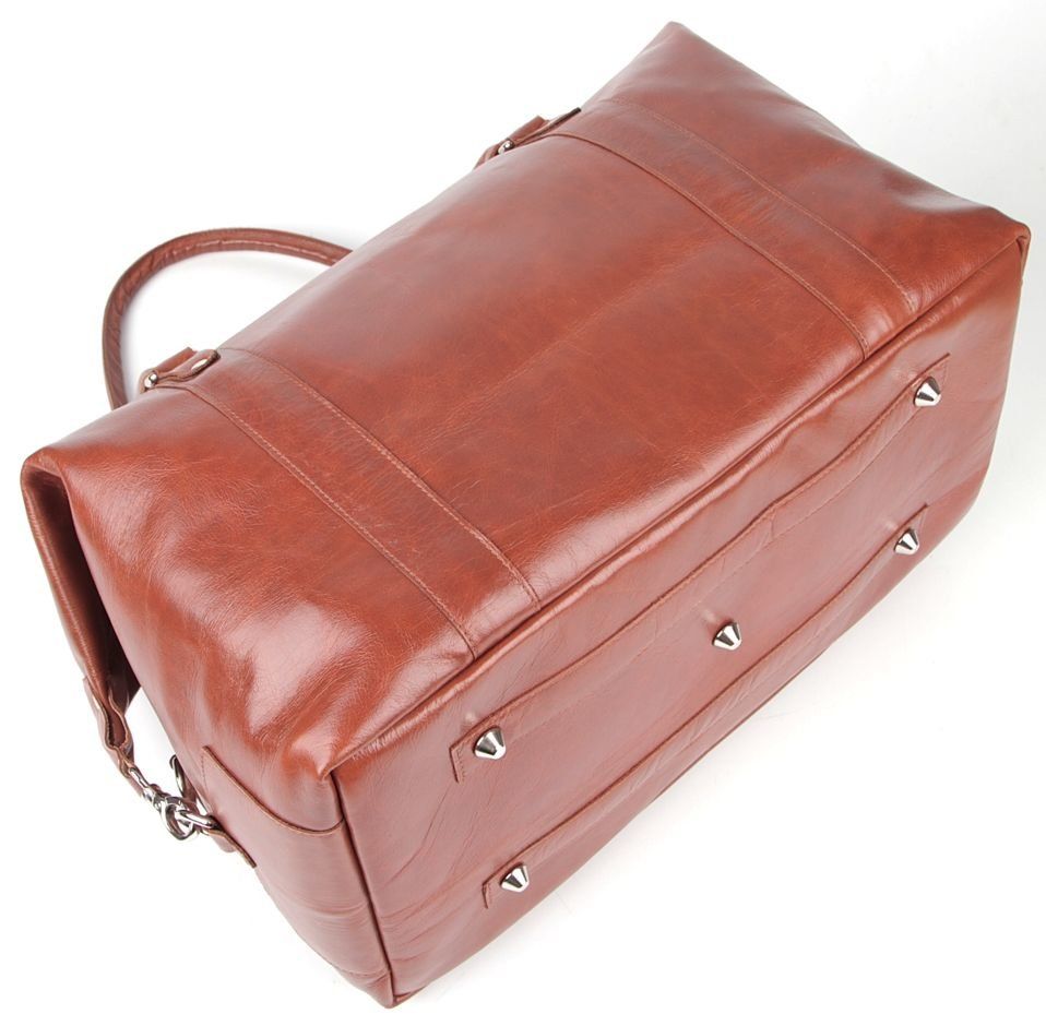 Weekender leather bag - Travel duffel bag - Red brown - SHVIGEL 00882