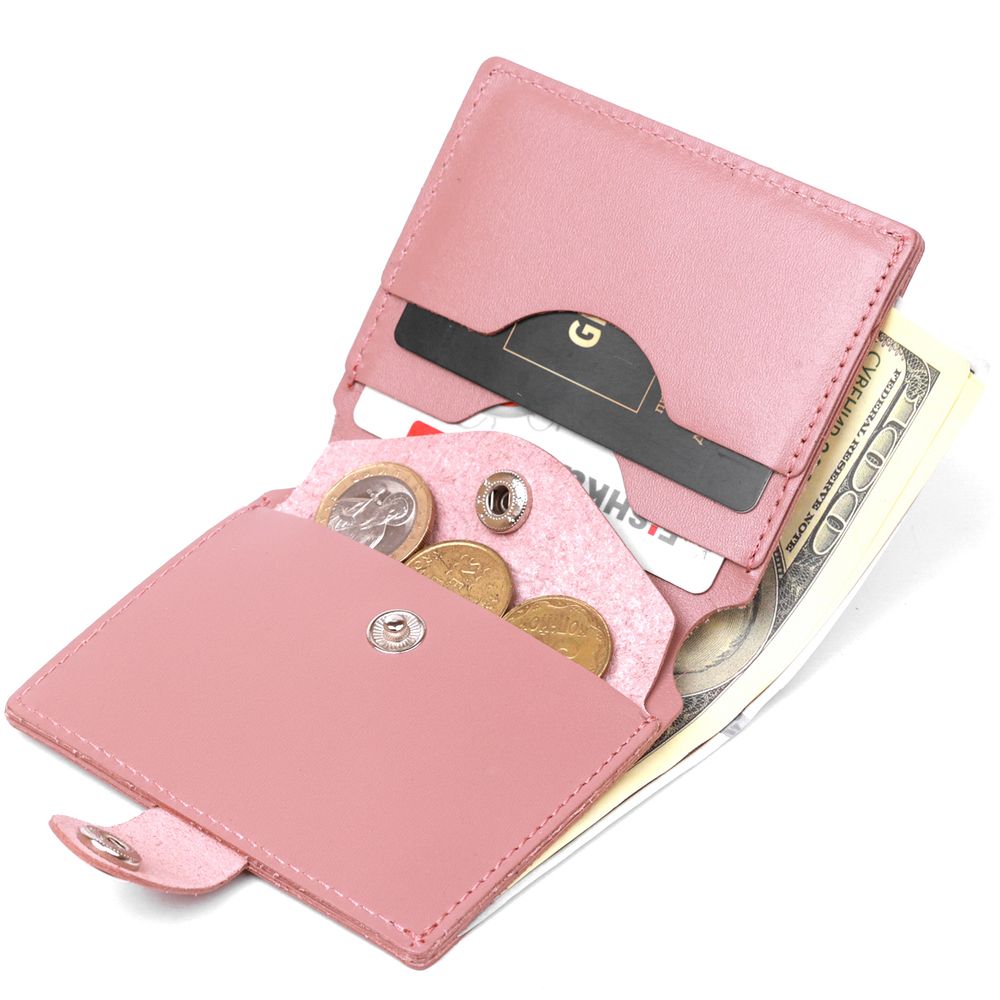 Compact women's wallet made of genuine leather Shvigel 16488 Pink