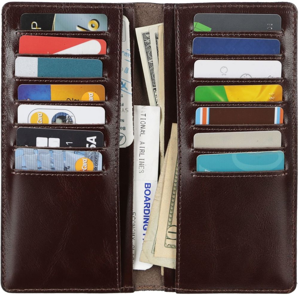 Bifold long wallet - Genuine leather - Brown - SHVIGEL 16153