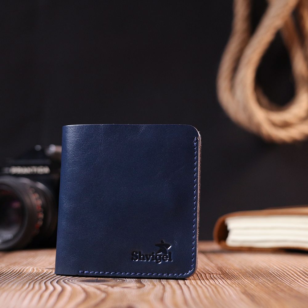 Convenient wallet made of genuine leather Shvigel 16611 Blue