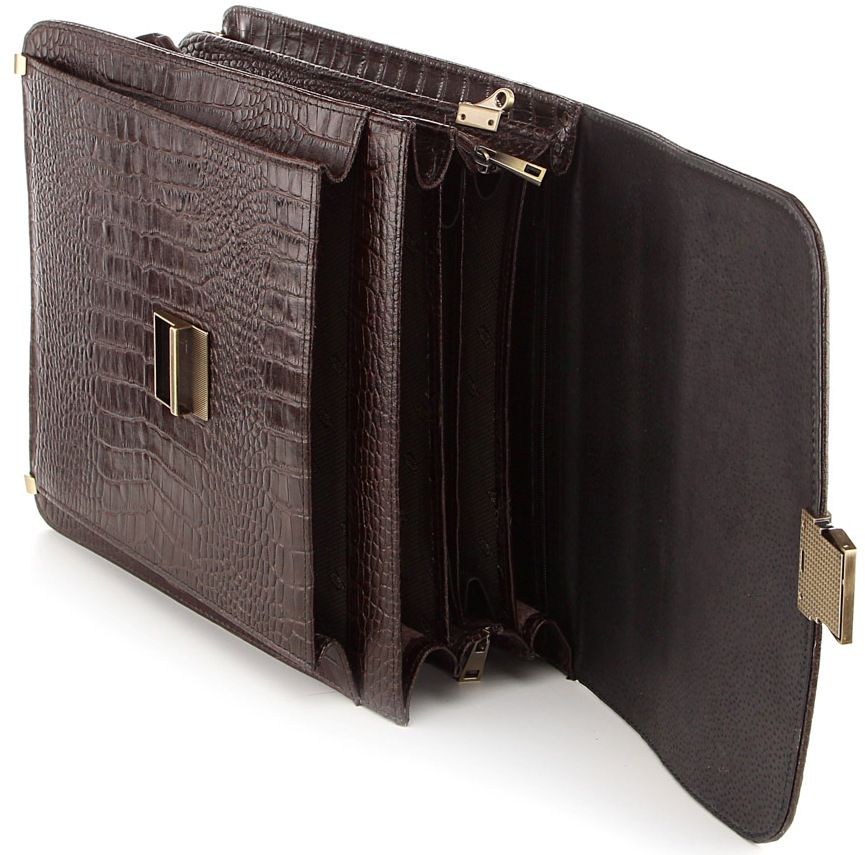 Briefcase SHVIGEL 00361 made of genuine leather Brown