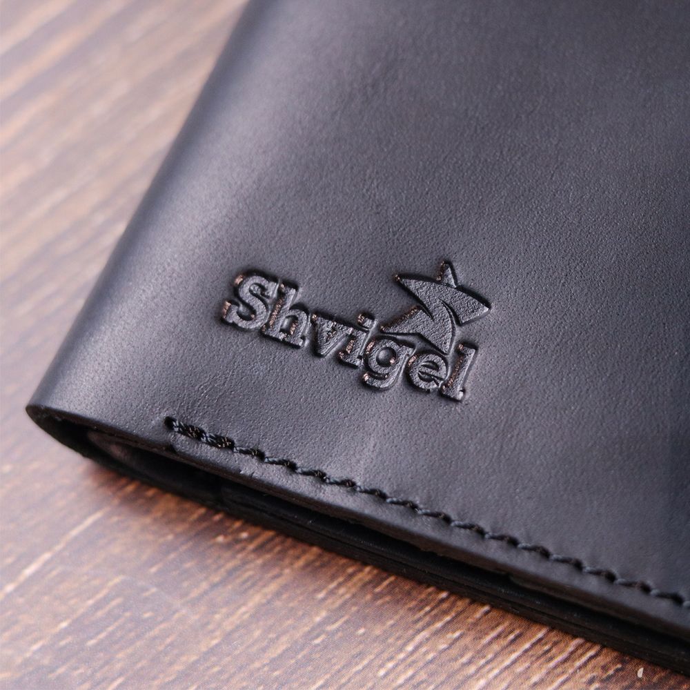 Matte leather men's wallet Shvigel 16612 Black