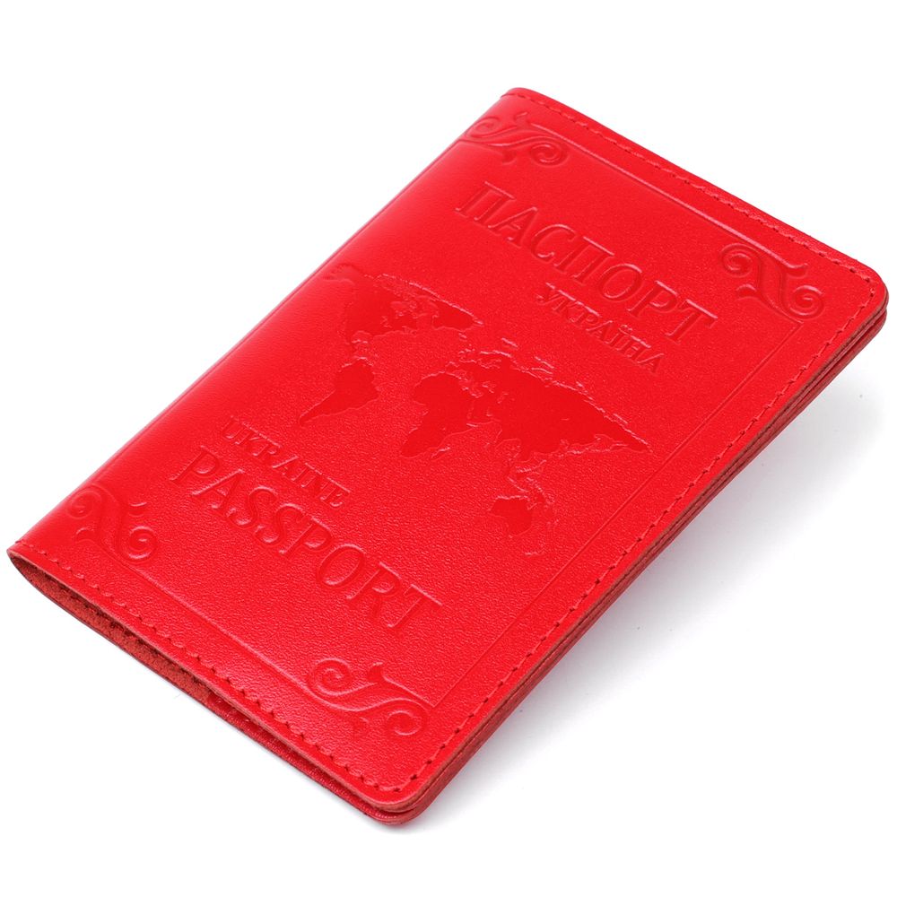 Leather passport cover with card and frame SHVIGEL 13981 Red