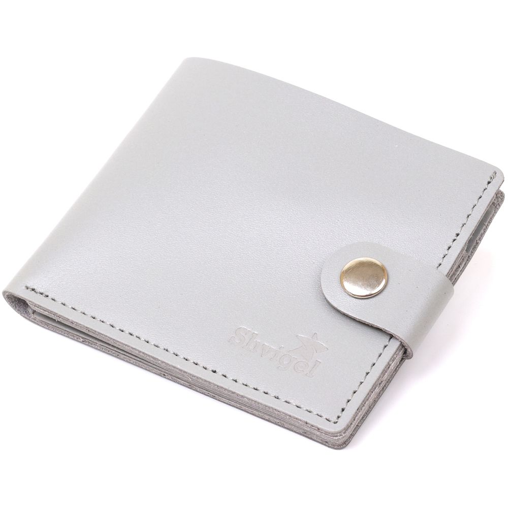 Small leather wallet Shvigel 16451 Gray