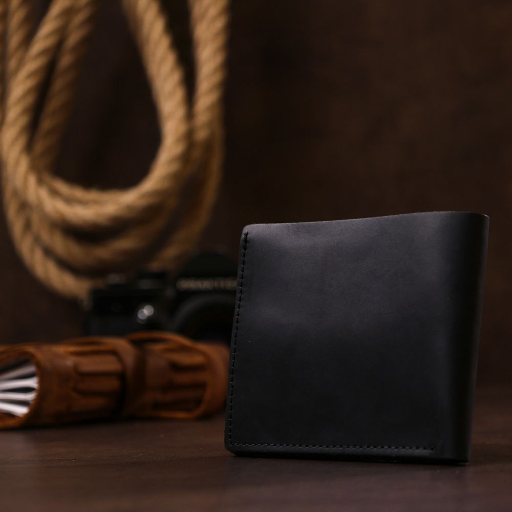 Матовое мужское винтажное портмоне Shvigel 16453 Черный