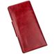 Long Leather Bifold Wallet for Men - Big Checkbook Holder Organizer - Vintage Dark Glossy Red - Shvigel 16172