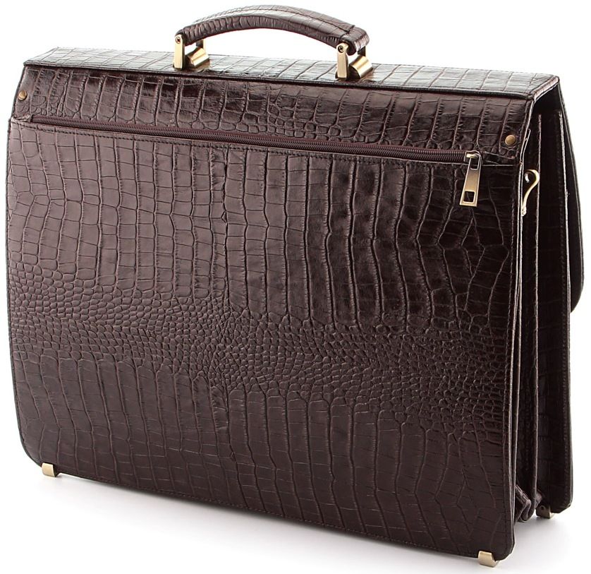 Business briefcase SHVIGEL 00363 made of genuine leather Brown