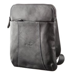 Vintage Leather Messenger Bag - Vertical Format - Black - Shvigel 11177