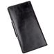 Long Leather Bifold Wallet for Men - Big Checkbook Holder Organizer - Vintage Dark Glossy Black - Shvigel 16173