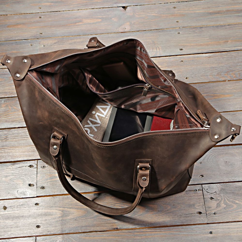Leather Duffel Travel Bag - Brown Vintage - Gym Bag - SHVIGEL 11019