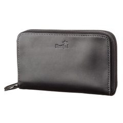 Long Leather Bifold Wallet - Big - Zippered - for Men and Women - Checkbook Holder Organizer - Large Black - Shvigel 11082