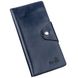Long Leather Bifold Wallet for Men - Big Checkbook Holder Organizer - Vintage Dark Glossy Dark Blue - Shvigel 16174