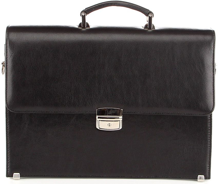 Briefcase SHVIGEL 00365 made of genuine leather Black