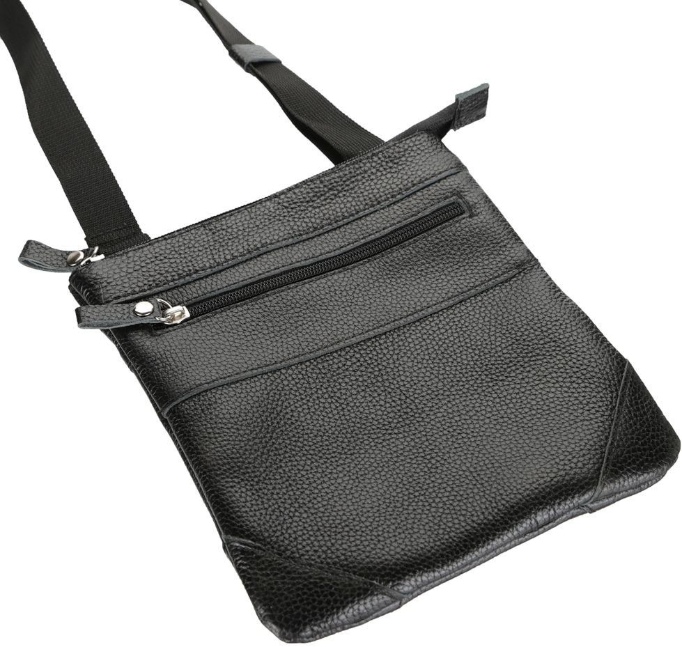 Slim crossbody bag - Genuine leather - Black - SHVIGEL 11025