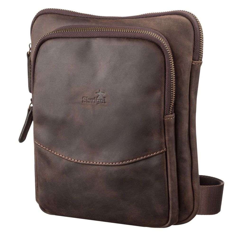 Vintage Leather Bag for Men - Brown - Shvigel 11091