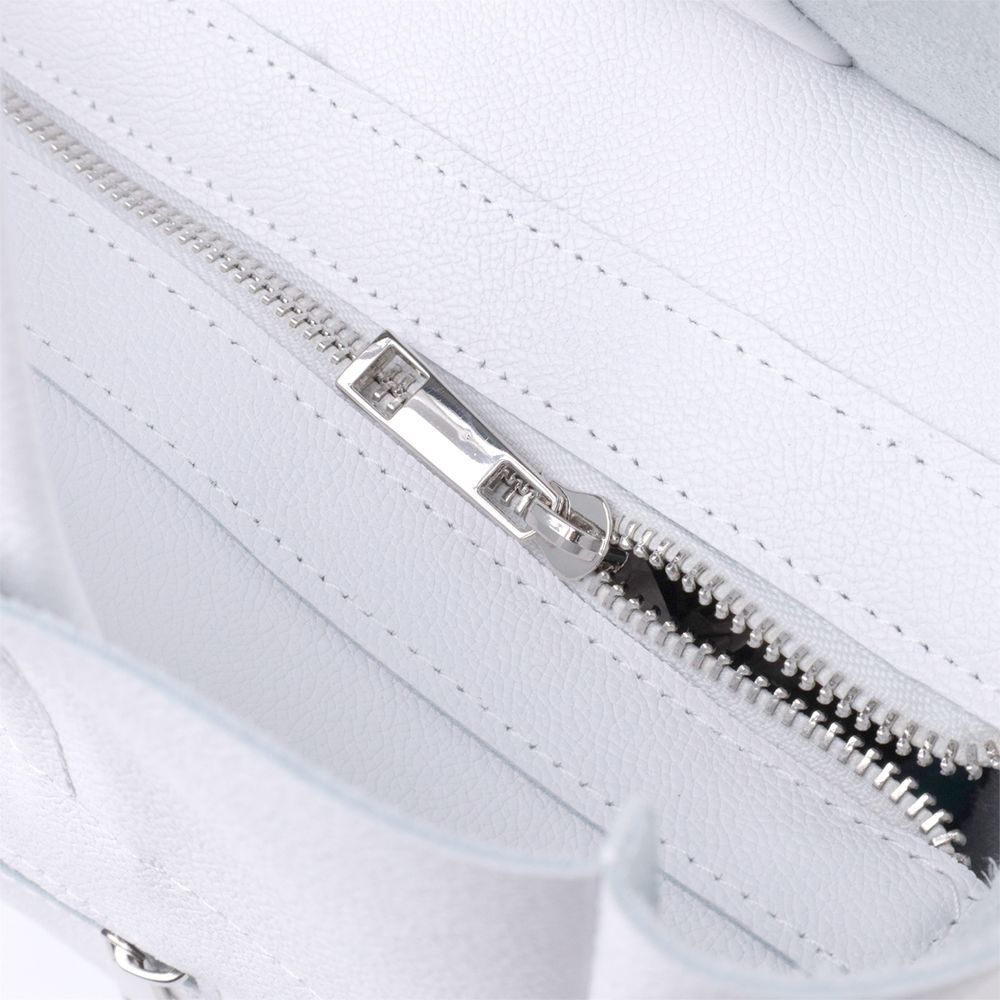 Practical White Leather Shopper Bag SHVIGEL 22844 - Made in Ukraine, Premium Quality