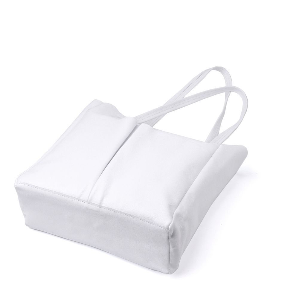 Practical White Leather Shopper Bag SHVIGEL 22844 - Made in Ukraine, Premium Quality