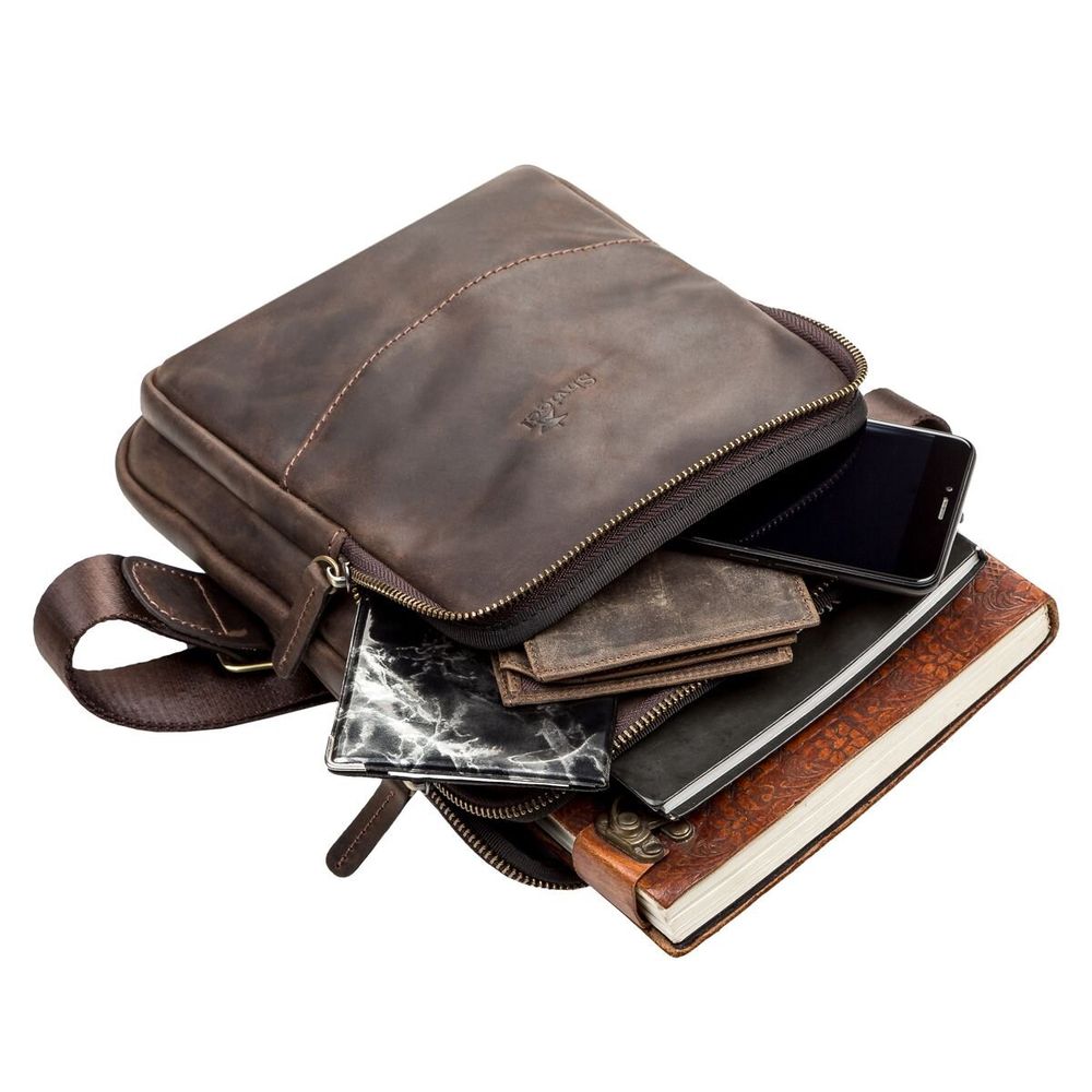 Vintage Leather Bag for Men - Brown - Shvigel 11091