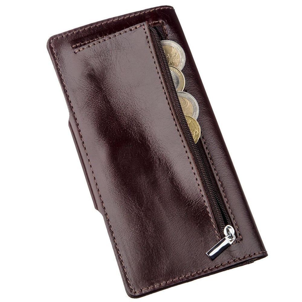 Бумажник мужской вертикальный на кнопках SHVIGEL 16175 Коричневый