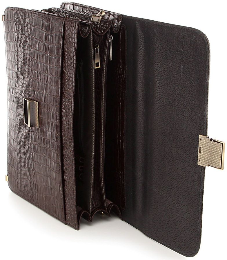 Briefcase SHVIGEL 00366 made of genuine leather Brown
