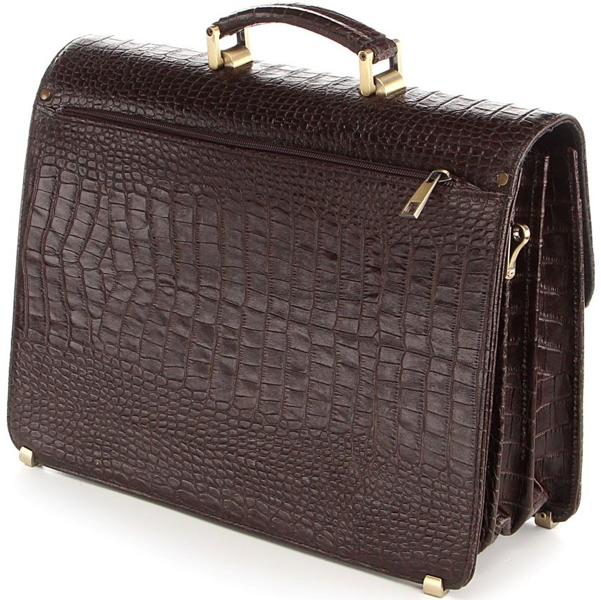 Briefcase SHVIGEL 00366 made of genuine leather Brown