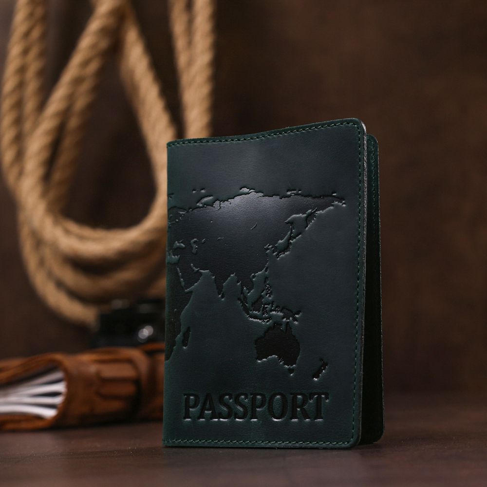 Passport cover made of genuine leather Shvigel 16550 Green