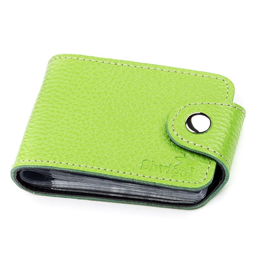 Genuine Leather Business Card Holder - Salad Green - Shvigel 13916