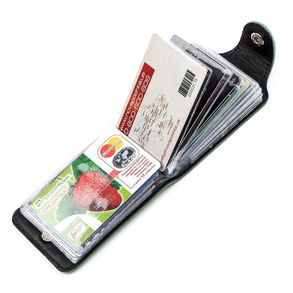 Genuine Leather Business Card Holder - Salad Green - Shvigel 13916