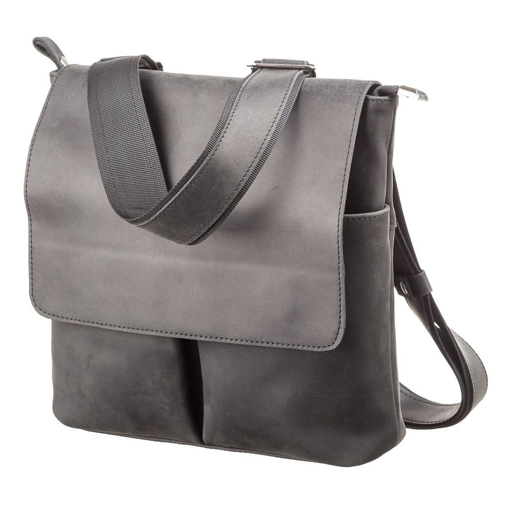 Small messenger bag - Real vintage leather - Black - SHVIGEL 11078