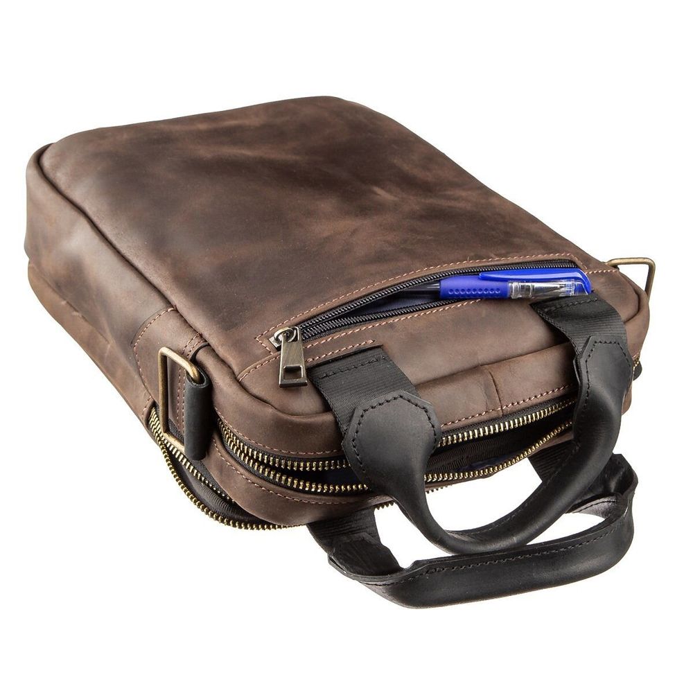 Leather Bag for Men - Vintage Leather - Black & Brown - Shvigel 11182