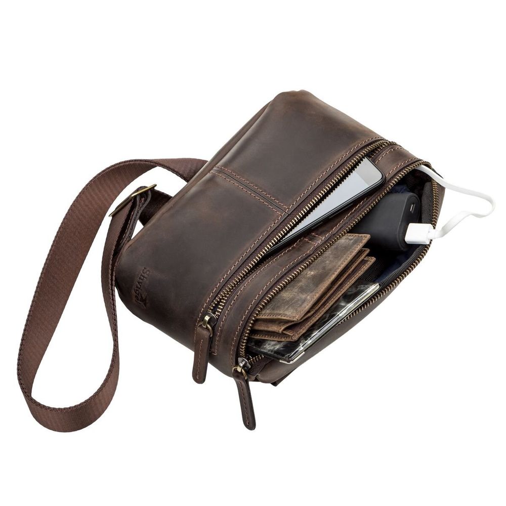 Vintage Leather Waist Pack - Brown - Shvigel 11094